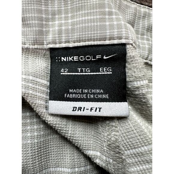 Nike Golf Men's Plaid Grey White Shorts Dri-Fit Flat Front SZ 42 Drifit - Picture 7 of 8